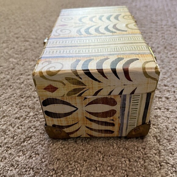 Rustic Chic Jewelry Box Mirrored Gold Clasp Storage Photos Trinkets Brown Ethnic - Picture 8 of 10